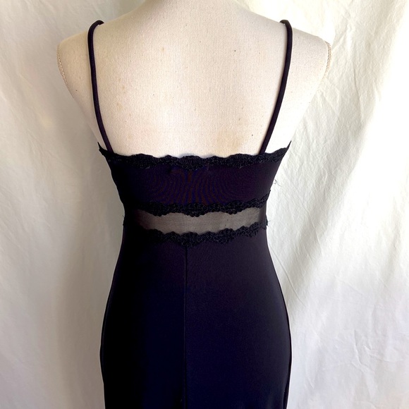 Vintage 1990s Y2K Black Bodycon Slip Formal Gown Sz M - Picture 5 of 10